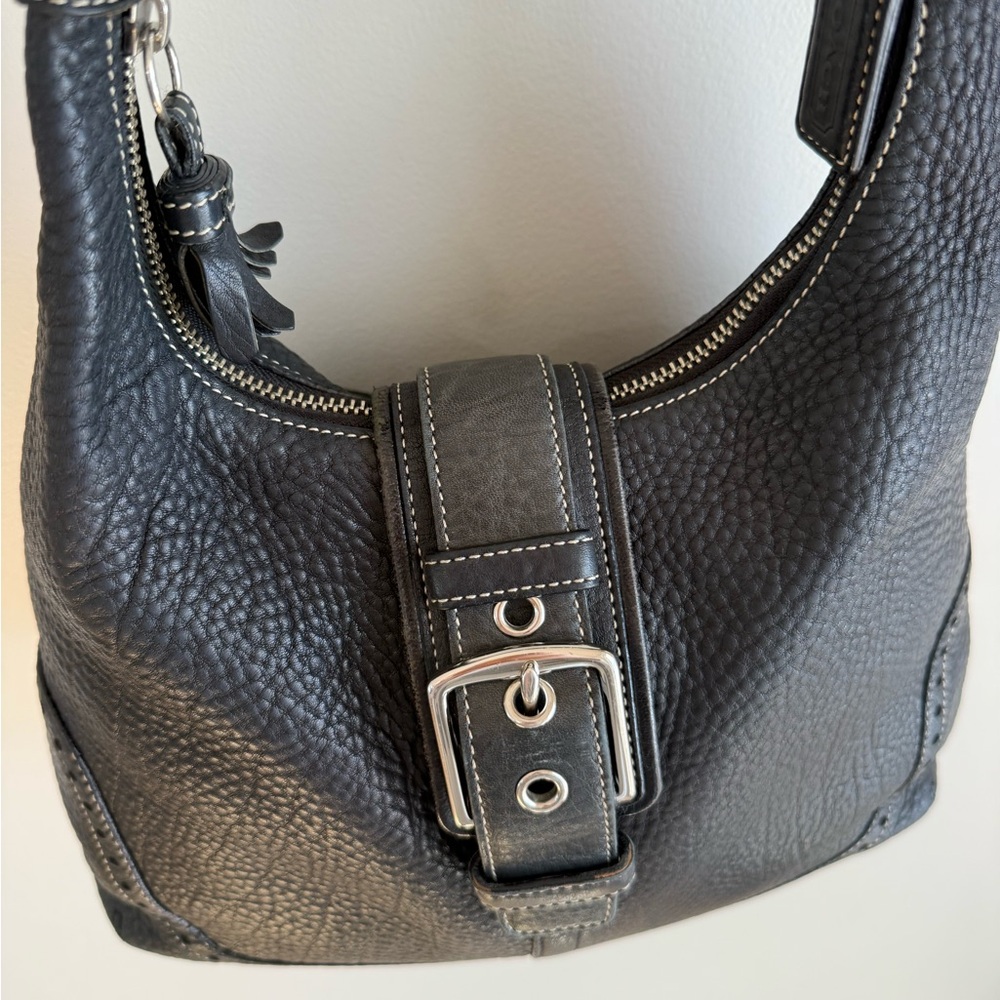 Coach Vintage Y2K Soho Buckle Hobo Bag 5054 - Black Pebbled Leather - Picture 5 of 15